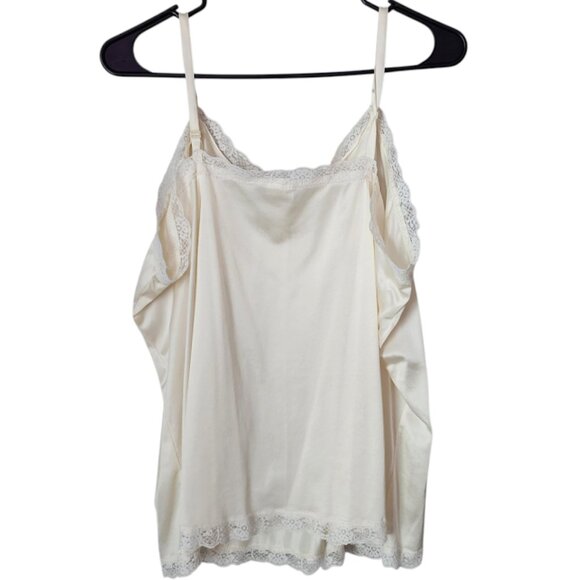 FIGURFIT‎ VINTAGE nylon slip cami top lace trim in cream size 46 - Picture 2 of 9